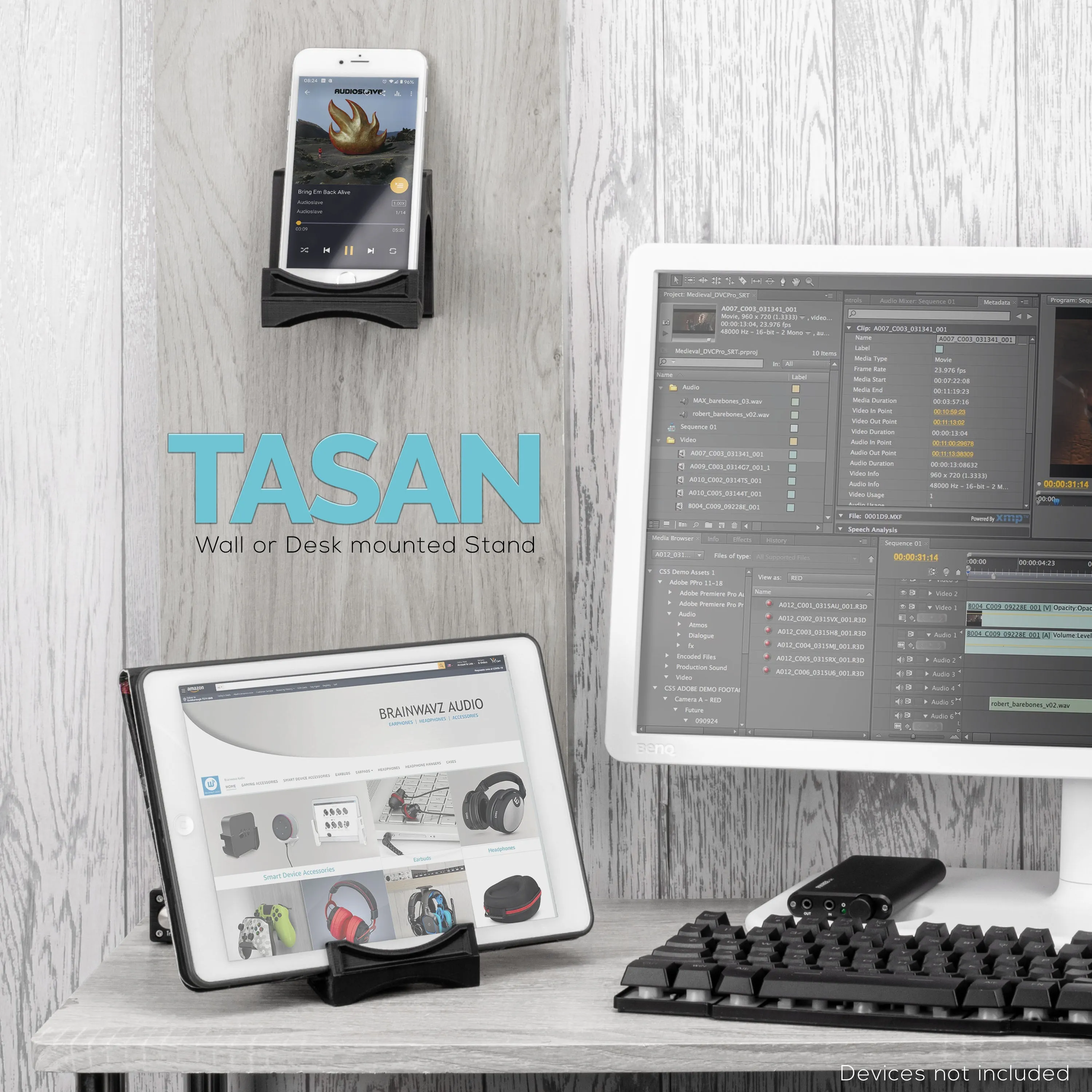 Tasan Desktop & Wall Mounted Phone and Tablet Stand