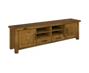 Teasel ETU Entertainment TV Unit 240cm 2 Drawer Solid Pine Wood - Rustic Oak