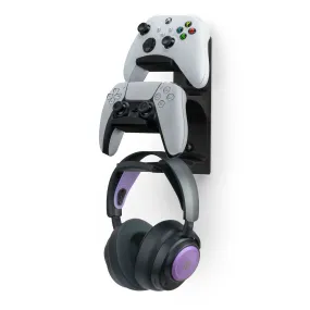 The Behemoth - Dual Game Controller & Headphone Stand Wall Mount Holder - Designed for All Gamepads & Headsets