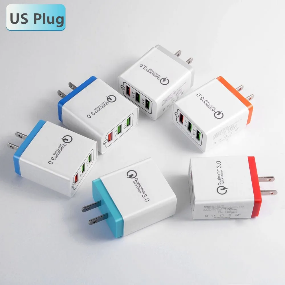 Universal 18 W USB Quick charge 3.0 5V 3A for Iphone 7 8 EU US Plug Mobile Phone Fast charger charging for Samsug s8 s9 Huawei