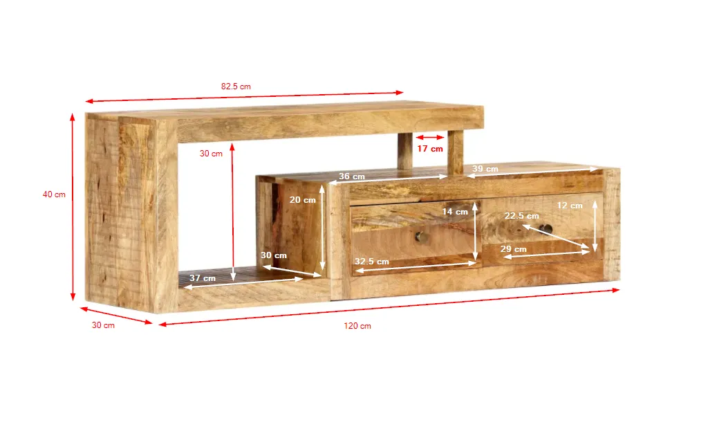 vidaXL TV Cabinet 120x30x40 cm Solid Mango Wood