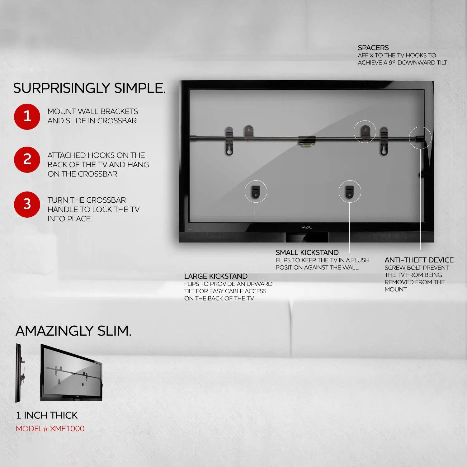 VIZIO XMF1000 Quick Install Slim HDTV Mount