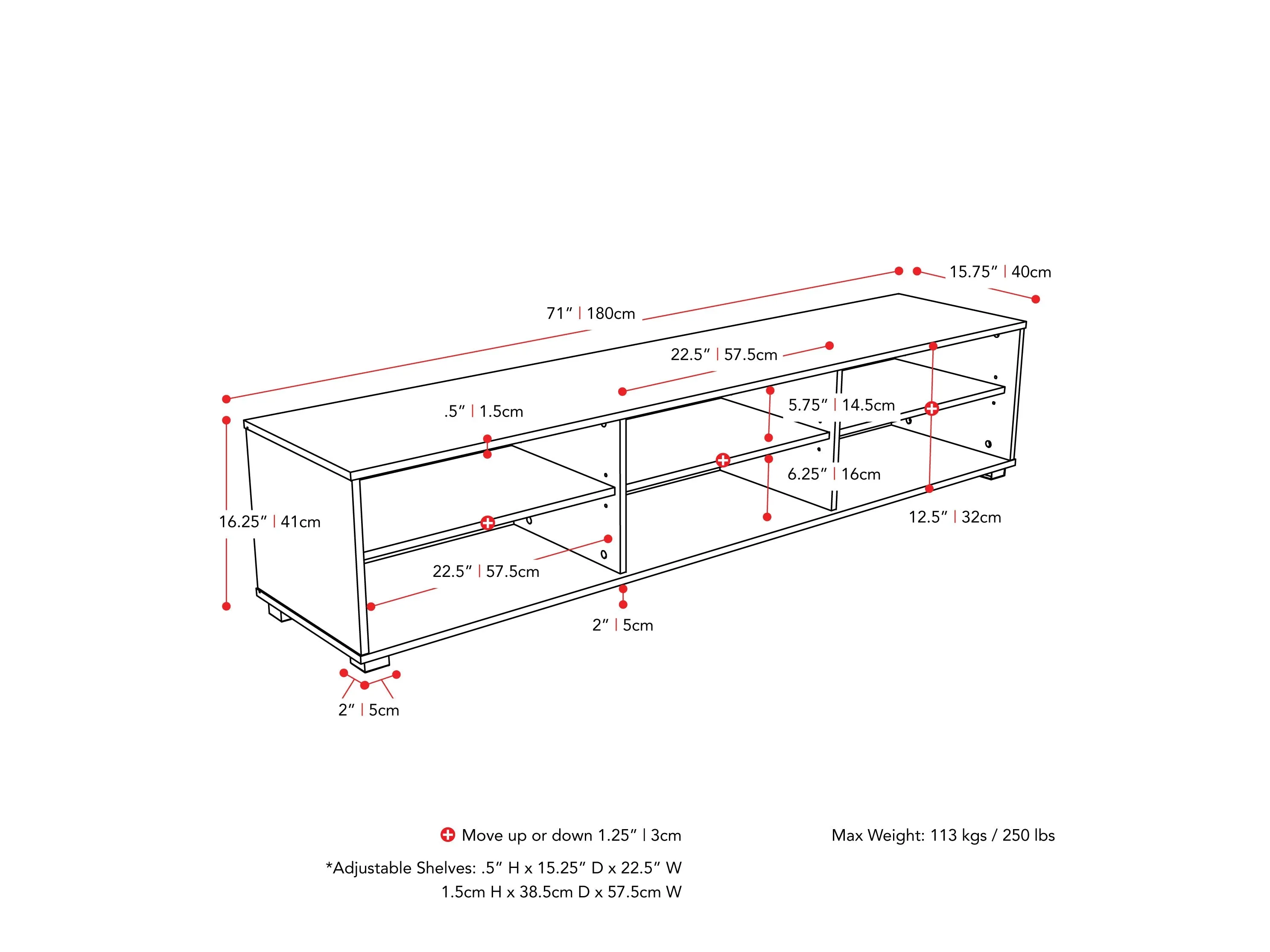 White Modern TV Stand, TVs up to 85"