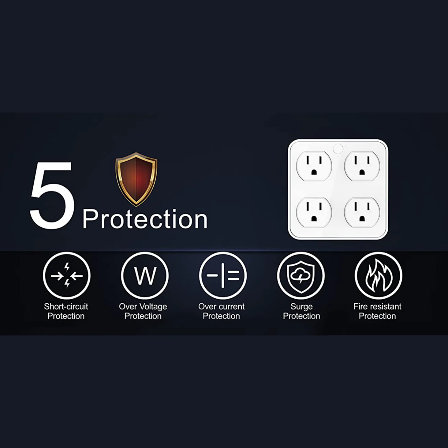 Wireless Wall Tap Smart Plug, Surge Protector, 4 Outlet Extender with 4 USB Charging Ports, Compatible with Alexa Google Assistant, no Hub Required (4 Outlets,4 USB Ports),ETL Certified